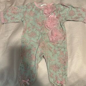Floral Kids One Piece - Pink and Green